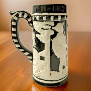 Black And White Ceramic Stein 6 Inches( see Pics)